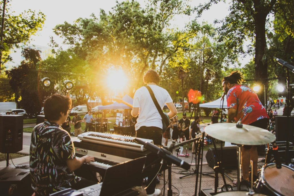 band playing outdoors in park